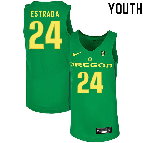 Youth #24 Aaron Estrada Oregon Ducks College Basketball Jerseys Sale-Green